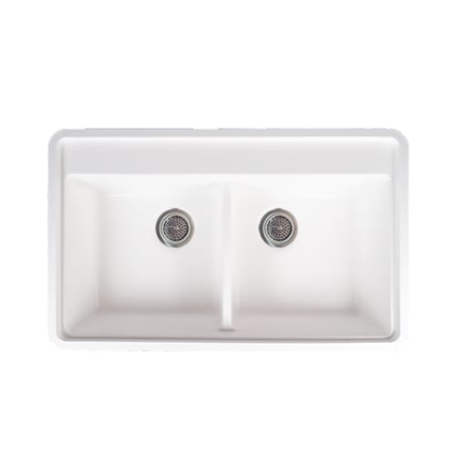 Gemstone - Kitchen Sink - Undermount - Double Bowl - Equal - 33 inch x 20 inch - Winter White