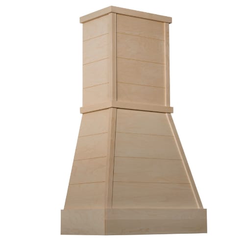 R19T030SMB1MUF1 - Shiplap Farmhouse Hood - Tapered - 30 inch wide x 30 inch tall - Maple