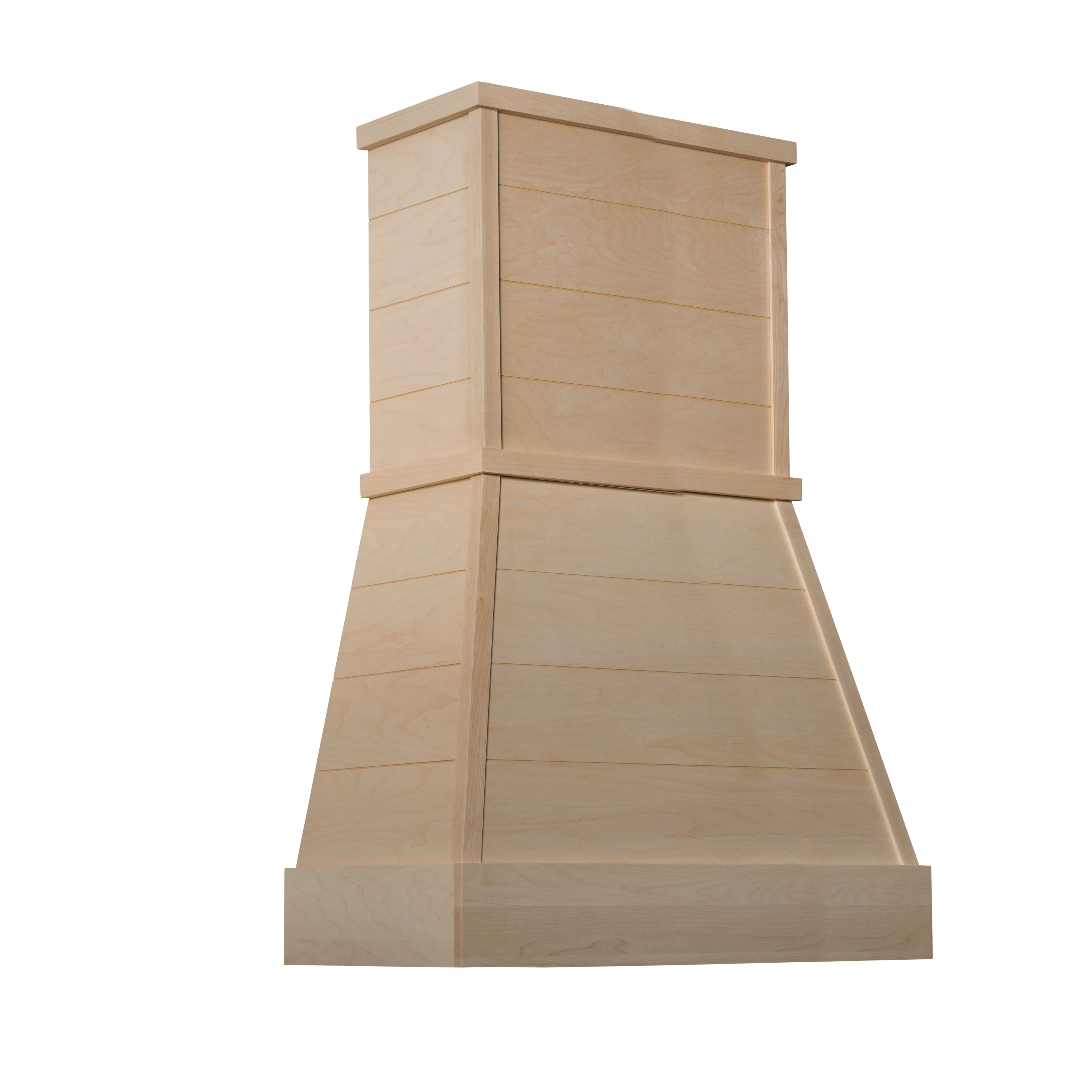 R19T036SMB1QUF1 - Shiplap Farmhouse Hood - Tapered - 36 inch wide x 30 inch tall - Alder