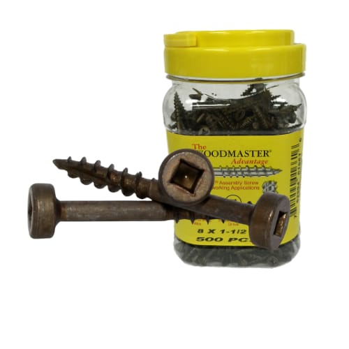 Deerwood Fasteners - 7 x 1.5 - Flat Top Pan - Fillister Head - PocketMaster Deep Thread XL Type 17 - Robertson Square Drive - Jar of 500