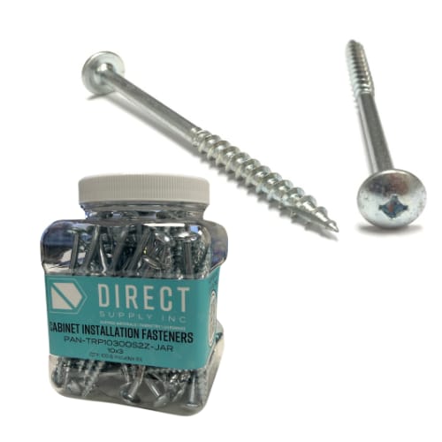 Deerwood Fasteners - 10 x 3 - Truss Head - Square / Phillips Combo Drive - Deep Thread - Zinc - Jar of 100