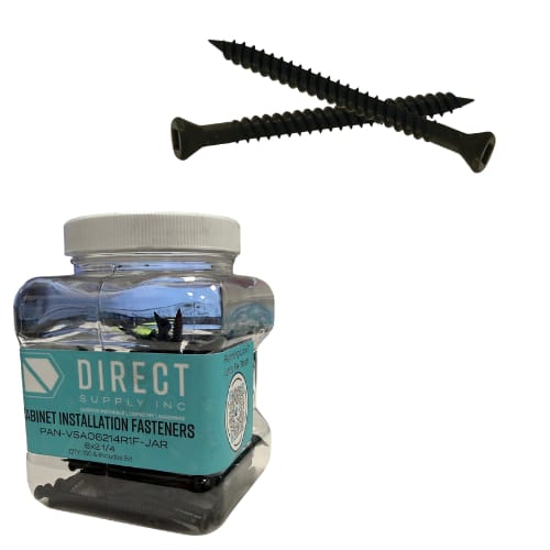 Deerwood Fasteners - 6 x 2.25 - Assembly Screw - Trim Head - Robertson Square Drive - Deep Thread - Black - Jar of 100