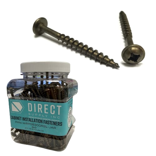 Deerwood Fasteners - 8 x 3 - Round Washer - Recex #2 Drive - Deep Thread - Zinc - Jar of 100
