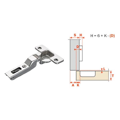 C2P6G66 - Hinge - 110 Degree - Half Overlay - Self Close - Wood Screw - Titanium Finish - Salice