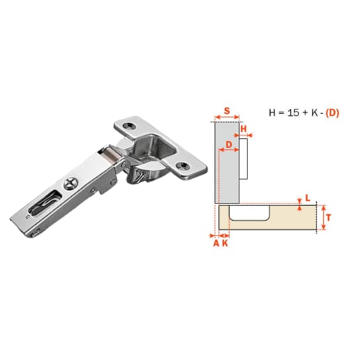C2P9A99 - Hinge - 120 Degree - Full Overlay - Self Close - Wood Screw - Nickel Finish - Salice