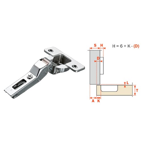 C2P9G99 - Hinge - 120 Degree - Half Overlay - Self Close - Wood Screw - Nickel Finish - Salice