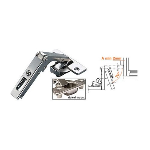 C2R7H99 - Hinge - Negative 45 Degree - Self Close - Dowels - Nickel Finish - Salice