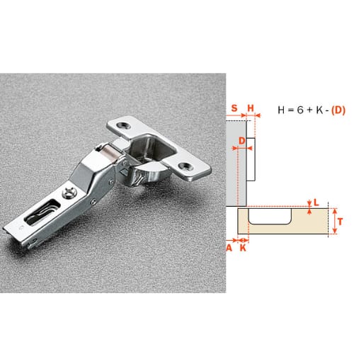 C2R9G99 - Hinge - 120 Degree - Half Overlay - Self Close - Dowels - Nickel Finish - Salice