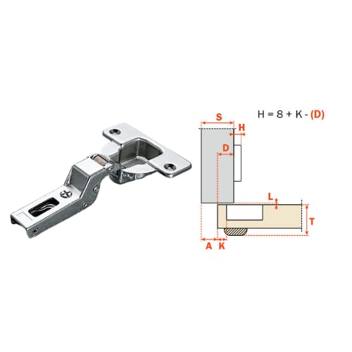 CFA7G99 - Hinge - 94 Degree - Half Overlay - Self Close - Wood Screw - Nickel Finish - Salice