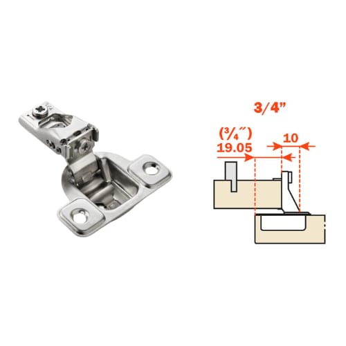 CSP3499 - Hinge - 106 Degree - 3/4 Inch Overlay - Self Close - Wood Screw - Face Frame - 2 Cam - Nickel Finish - Salice