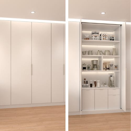 ALT-ST20-D10L-22 - Pocket Door System - Overlay - Lateral Opening - L Type -22 Inch Deep Slides - Kit For 1 Door - Sugatsune
