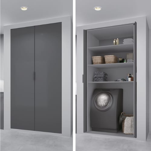 ALT-ST20-D360L-16 - Pocket Door System - Inset - Lateral Opening - L Type - 16 Inch Deep Slides - Kit For 1 Door - Sugatsune