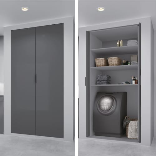 ALT-ST20-D360L-22 - Pocket Door System - Inset - Lateral Opening - L Type - 22 Inch Deep Slides - Kit for 1 Door - Sugatsune
