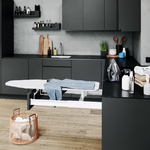 10090000120 - VS ADD - Pull-Out Ironing Board - Extendable for Mounting behind a Drawer Front - White Finish - Vauth Sagel