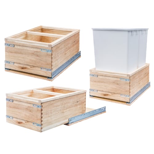 AMISH BUILT DOUBLE TRASH PULL OUT WITH TWO 36 Qt BINS